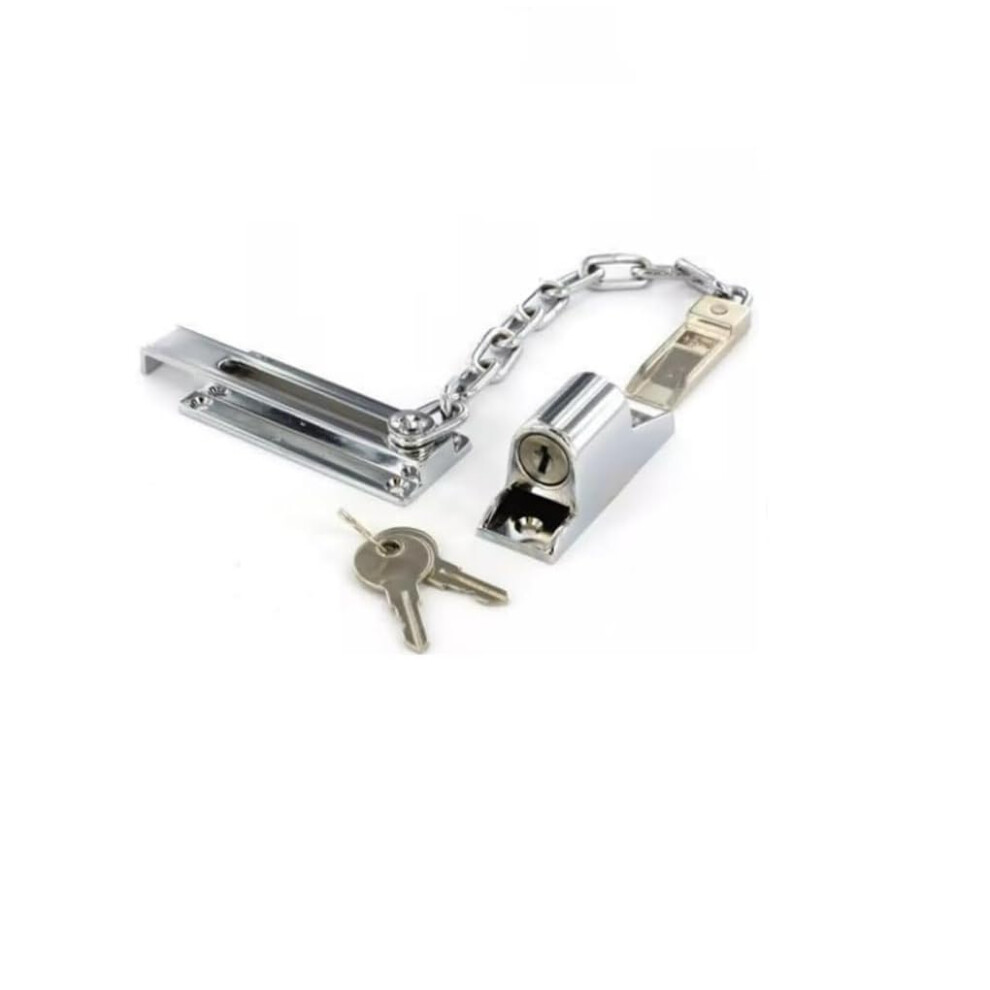 Dzina Heavy Duty Security Chrome Plated Locking Door Chain With Key & Fittings 110Mm 5057670112958