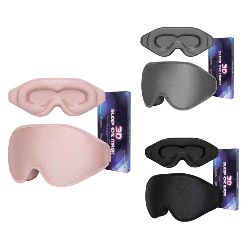 Adjustable Rope 3D Eye Mask Memory Foam Filling Blocks Light Completely Pink 1