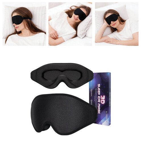 Adjustable Rope 3D Eye Mask Memory Foam Filling Blocks Light Completely Pink 2