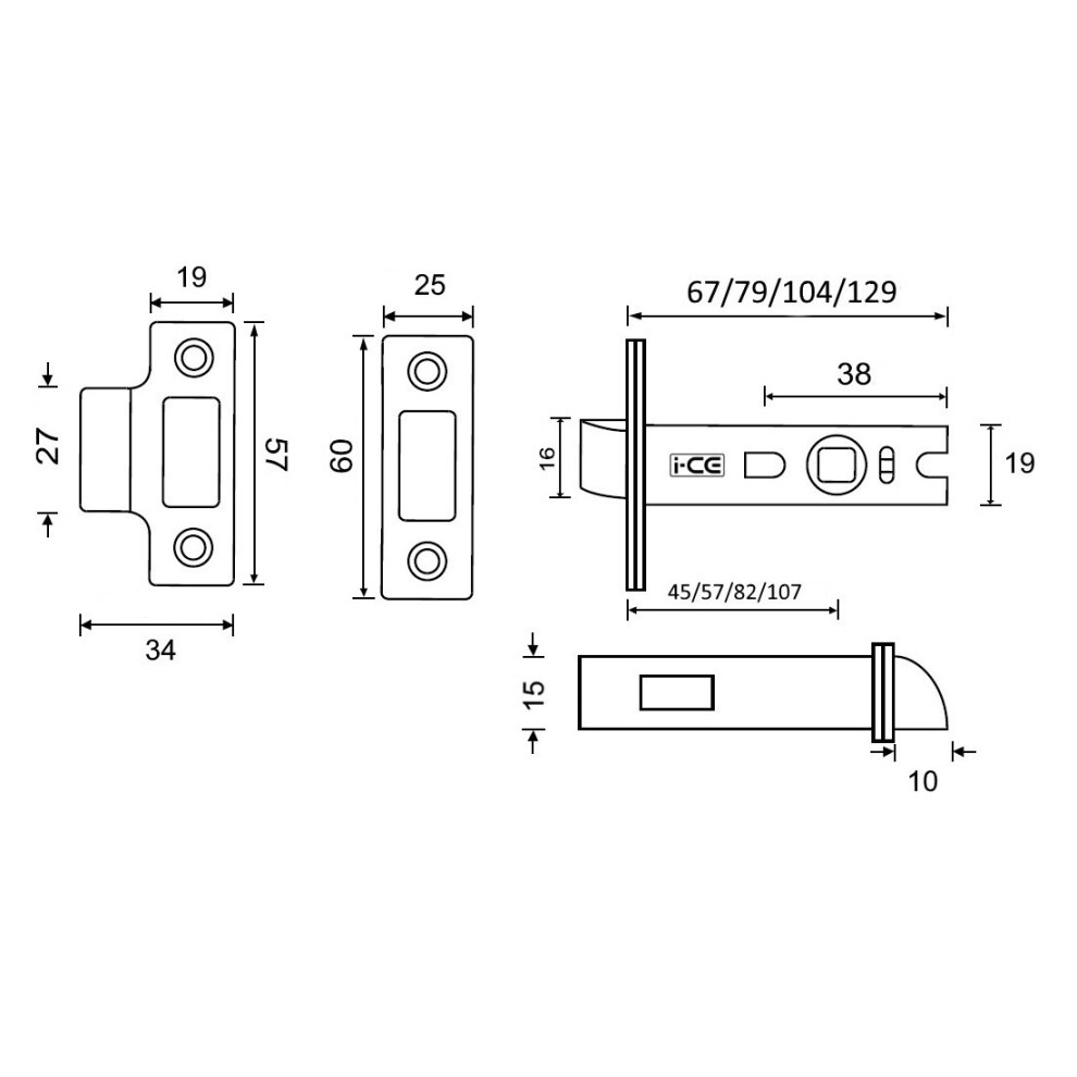 Tubular Latch Nickel Plated, 75Mm 5057670114167
