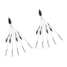 2Pcs 5 Arm Rig Head Swimming Baits Fishing Lures Rig For Long Terms Blue mesh pattern