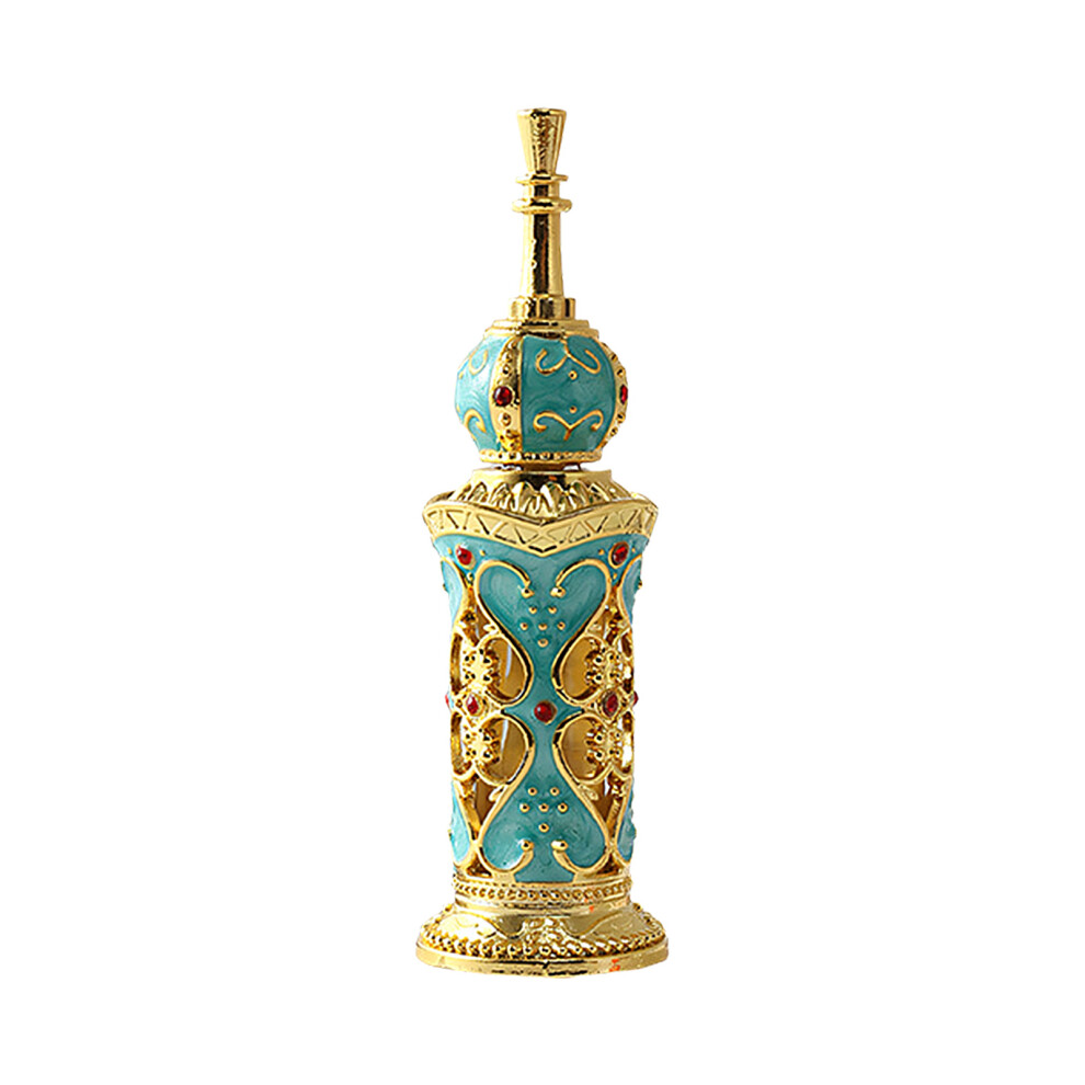 Elegant Dubai Style Alloys Perfume Bottle For Travel With Carving Design 12cm Earth blue