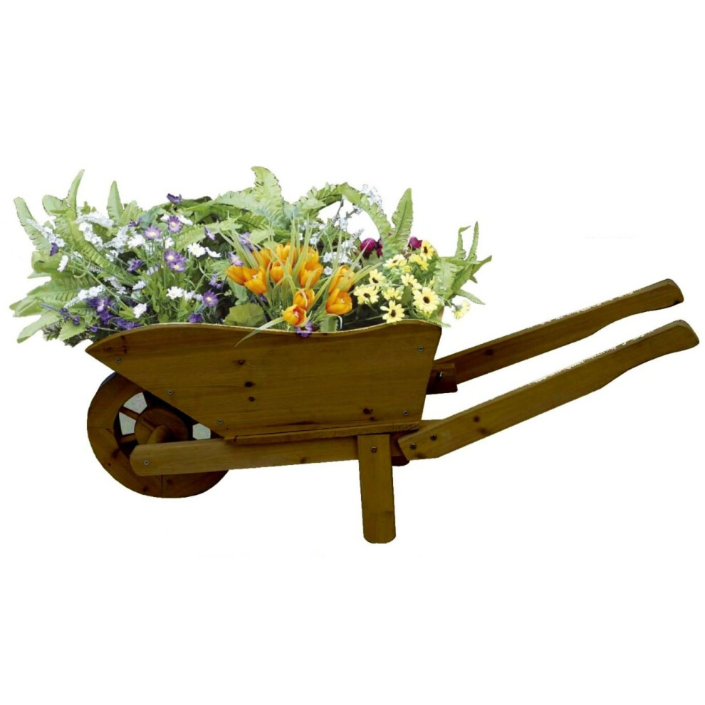 Thebigship Decorative Beautiful Burntwood Wooden Wheelbarrow Planter 1 Piece 5060398692206