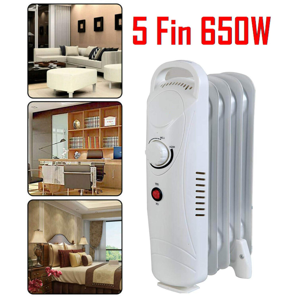  - Thebigship 5 Fin 650W Oil Filled RadiatorWhite - Image 3