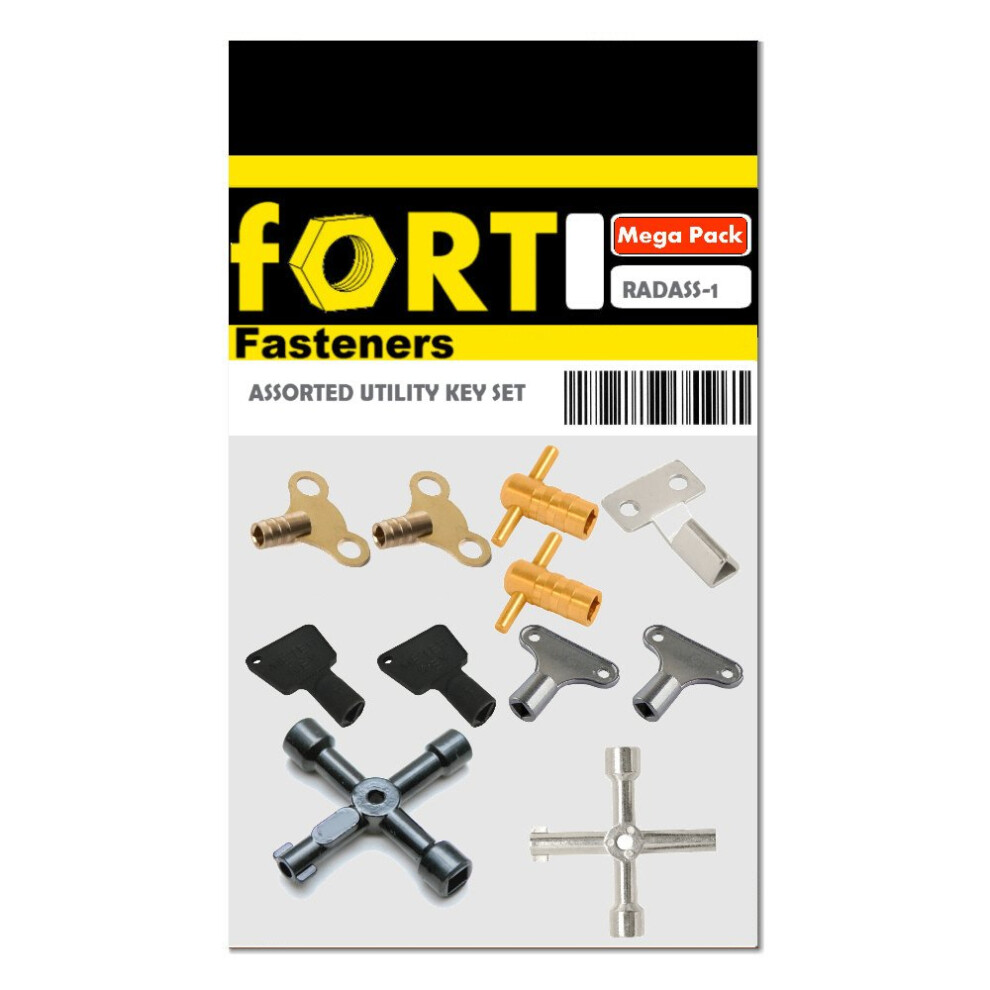 Fort Fasteners Workshop Assortment Of Utility Keys For Meter Box And Radiators Fort Fasteners 11Pc Set 5057670032010