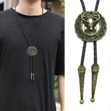 (ancient tin) Western Bolo Tie for Men Women Business Necktie Adjustable Necklace Collar Pendant Bolo Tie Cowboy Costume Neck Jewelry ancient tin