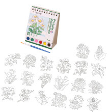 Kid Watercolor Sketching Book with Paint and Brush Twin Coil Binding Pinellia flowers