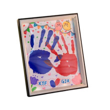 Wooden Handprint Picture Frame Craft Set Includes 12 Color Washable black wood photo fra