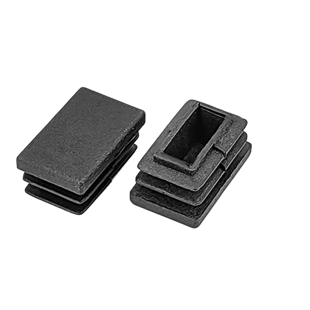 12Pcs Black Plastic Rectangle Blanking End Caps Rectangle Plastic Plugs 15X25mm 7755000597540