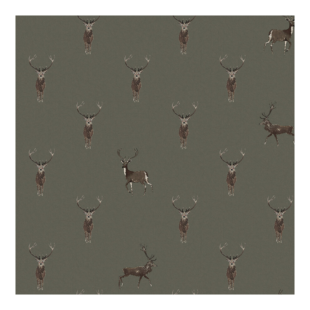 Sophie Allport Highland Stag Charcoal Wallpaper 5011583908107