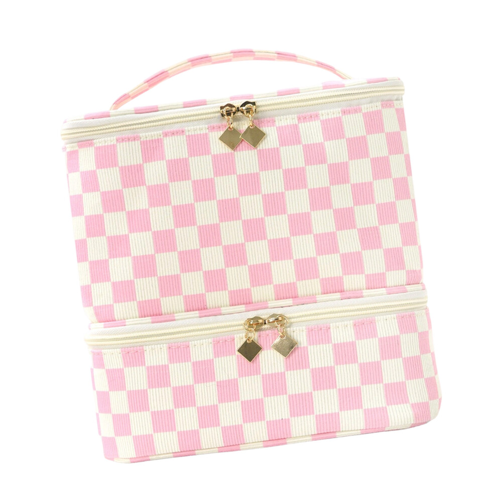 Practical 2 Zone Cosmetic Pouch Made From Plush Fabric Great For Protecting Rice flour