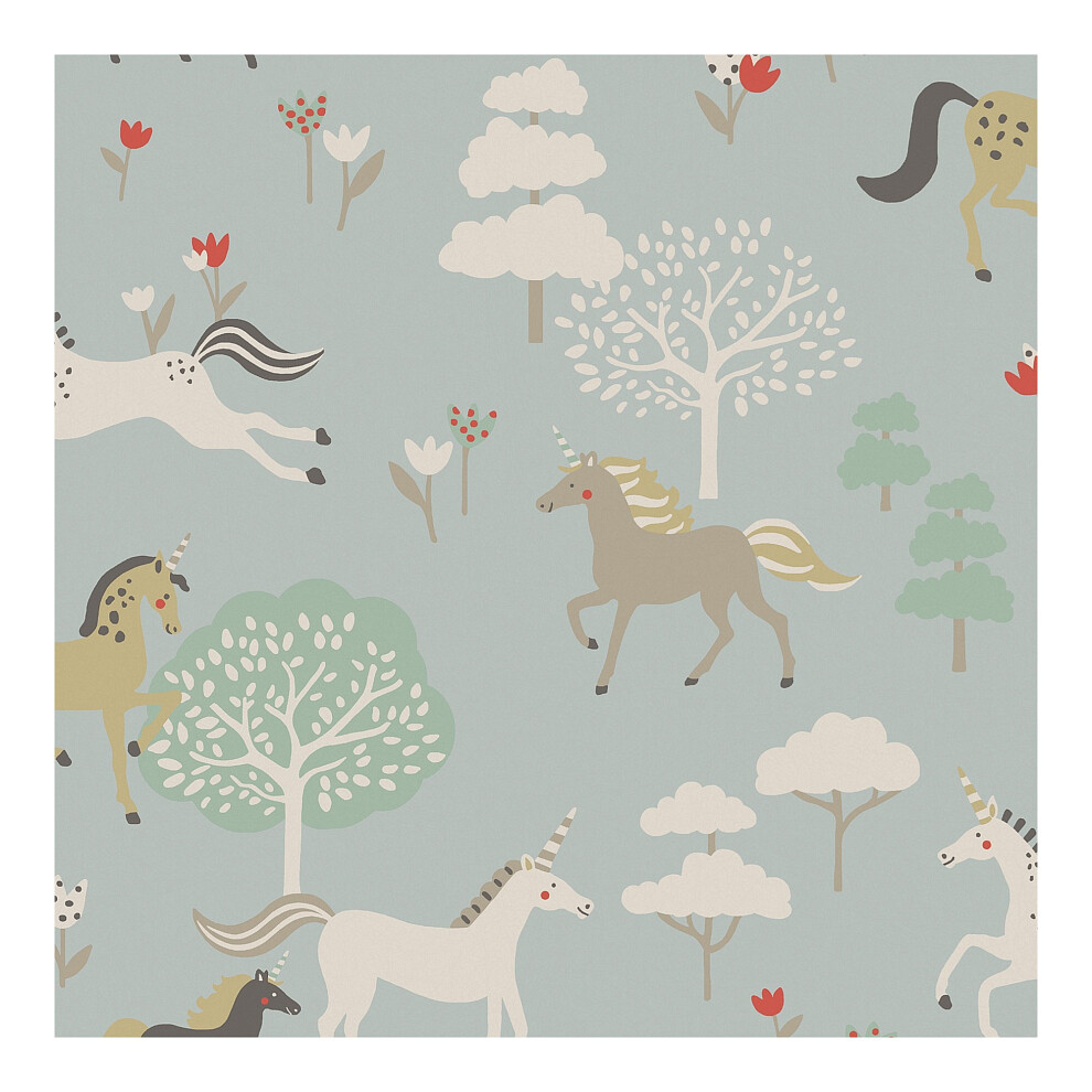 Sophie Allport Forest Ponies Witham Blue Wallpaper 5011583907681