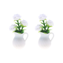 1/12 Miniature Houseplant Model Figurine For Doll House Lovers And White rose type