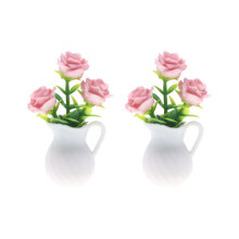 2pcs Artificial Houseplant Potted Plant Model Figure Furniture For Doll House Pink type