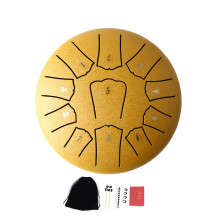 6 Inch 11 Notes Handpan Drum Steel Tongue Drum for Adults Kids Beginner Gold