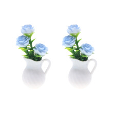 2Pcs Potted Plant Model Figure For 1/12 Doll House Living Room Scene Blue rose type