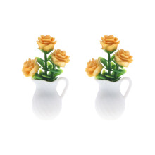 2PCS Simulation Potted Plant Miniature Furniture Figure For 1/12 Scale Doll Yellow type