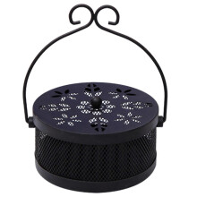 (Black) Mozzie Incenses Holder, Round Mozzie Incenses Hangings Box Hangings Mozzie Spirals Holder with Cover Incenses Holder Black