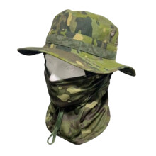 Outdoor Boonie Hat Face Mask Wind Resistant Sunhat For Fishing Hiking America green