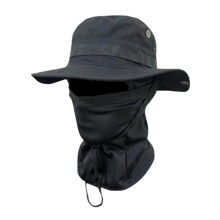 Adjustable Breathable Cotton Polyester Boonie Cap Sunhat For Outdoor Activity Black