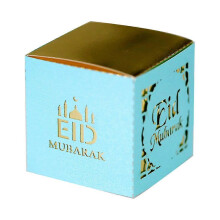 (Blue) 50pcs Eid Mubarak Candy Box Ramadan Kareem Favor Gift Boxes Islamic Muslim Festival Happy Al-Fitr Supplies White