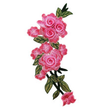 Water Soluble Embroidered Fabric Applique Iron on Flower Patches For Cheongsam Pink
