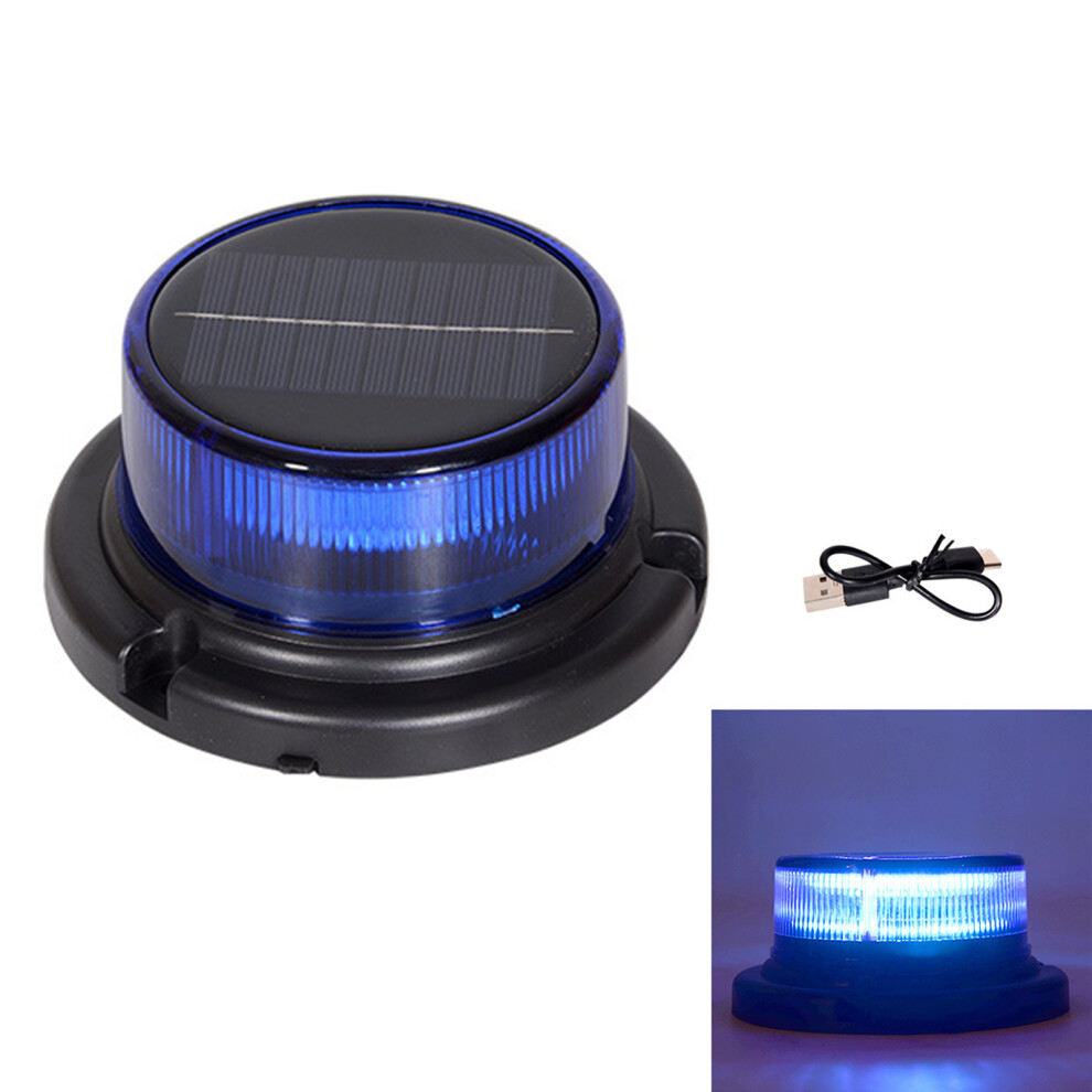 Weatherproof Magnetic Base Led Strobe Solar Energy For Nighttime Visibility Light/Blue 7754004674912