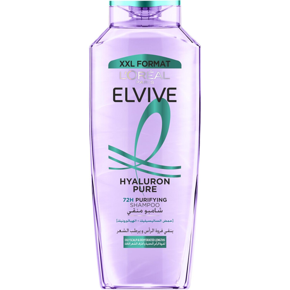 L'Oreal Paris Elvive Hyaluron Pure Shampoo For Oily Scalp & Dehydrated Lengths 600ml