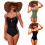 Backless Conjoined Swimsuit Color Blocking Side Detailing Smooth Fabric Black white XL 4