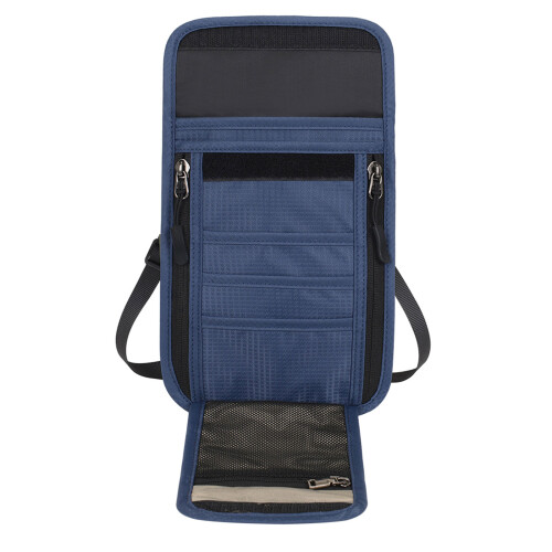 Small Travel Document System Hangs Around Neck Keeps Belongings Dry Protected Deep Blue