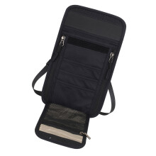Neck Strap Document Holder With Several Pockets Waterproof Nylon Travel Storage Black