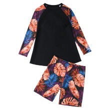 Women Two Piece Large Size Swimwear Long Sleeve Rashguard Swimsuit With Suit 2 XXXL