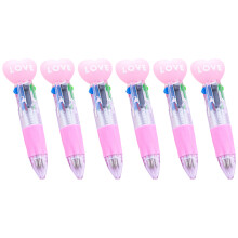 6Pcs Multicolored Ballpoint Pen 4-Color-in-1 Writing Pens School Office Supply Candy pink
