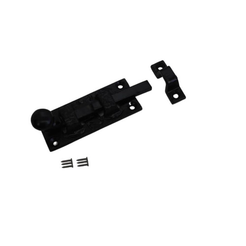 Dzina 75mm Black Antique Door Bolt – Surface Mounted Sliding Lock for Internal Doors