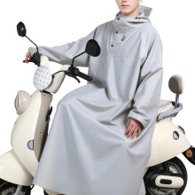Riding Rainwear Full Protection Waterproof Hooded Rain Poncho Oxford Fabric M Glacie gray