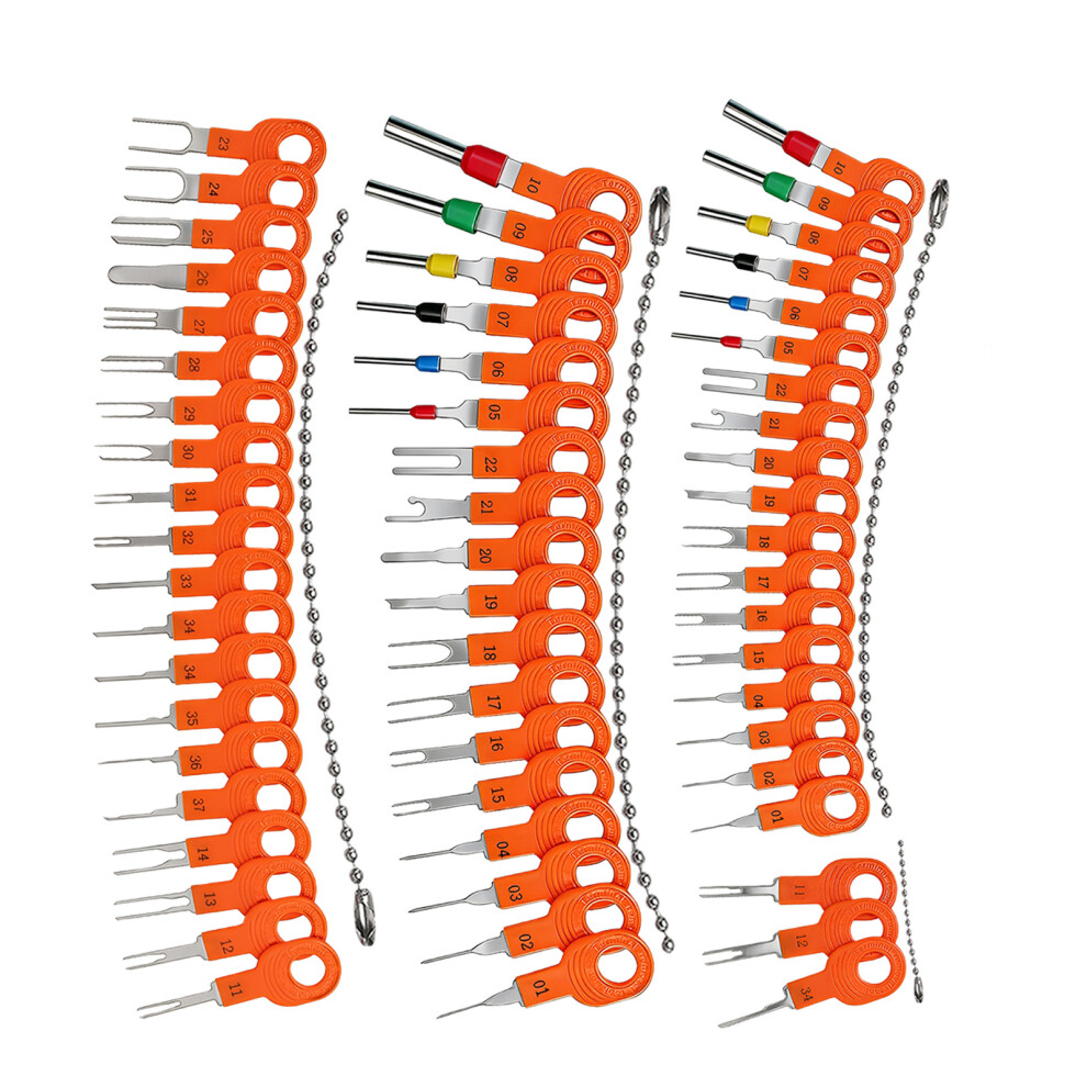 59Pc Automotive Terminal Pin Removal Tool Set For Automotive And Motorcycle Or Ange Color 7754004681156