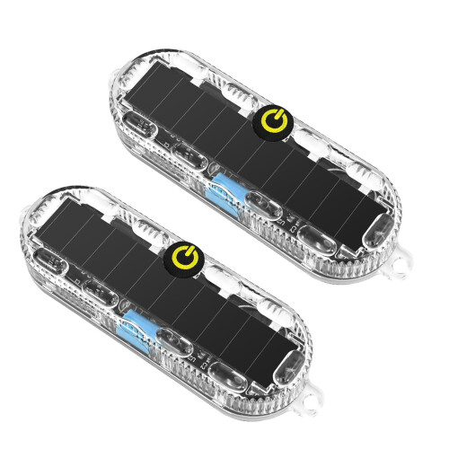 Universal Solar Powered Vibration Activated Warning Light For Car Motorcycle 2Pcs
