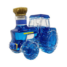 Durable Tractors Figure Glass Vessel Produced For Long Time Alcohols Preservations Blue