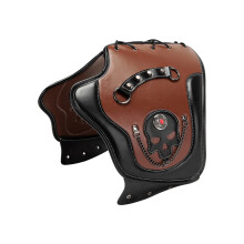 Motorcycle Exhaust Side Saddles Heat Shield Universal PU Leather Engine Cover Brown FBG512