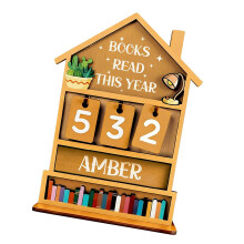 Modular Customizable Wooden Reading Progress Monitor for Bookshelf Accent Home E.