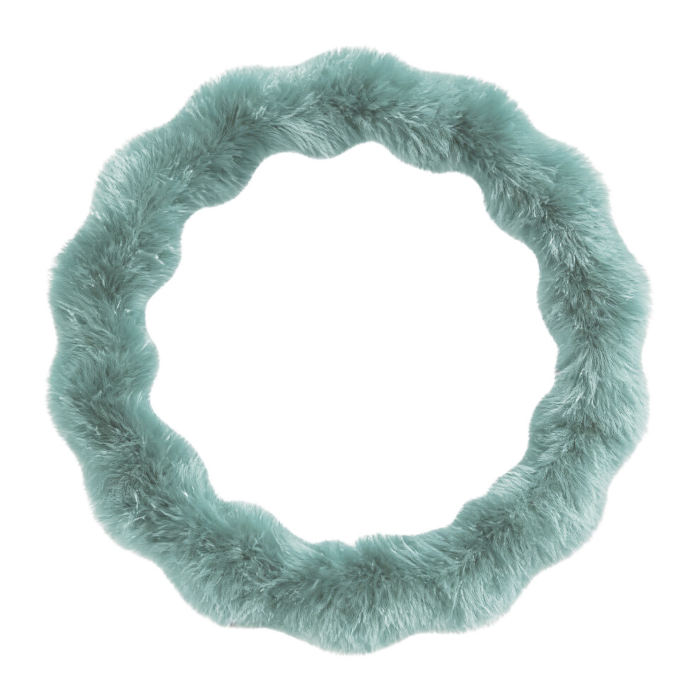 Luxurious Plush Steering Wheel Protector Cover Providing Cold Weather Warmth Light/Green 7754004718586