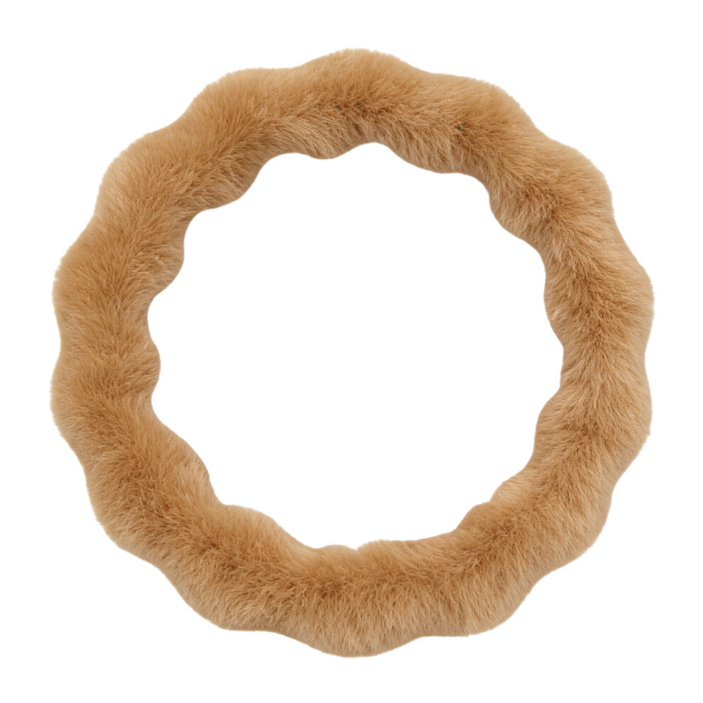 Luxurious Plush Steering Wheel Protector Cover Providing Cold Weather Warmth Light/Brown 7754004718548