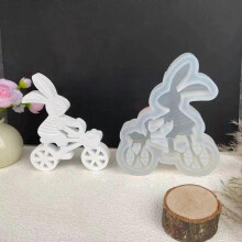 (B) Cute Rabbit Silicone Moulds Handmade Candle Molds Cycling Rabbit Resin Casting Molds DIY Baking Molds Home Decorations