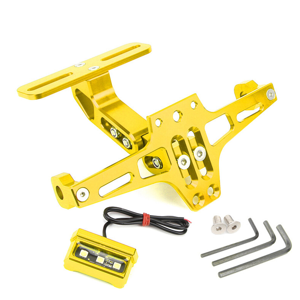 Motorcycle License Plate Bracket Aluminum Number Plate Holder Easy Installation Gold 7754004753259