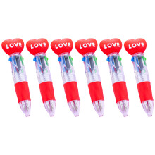 6Pcs Multicolored Pen 4 Color-in-1 Writing Pens for Color Coding Note Taking Red