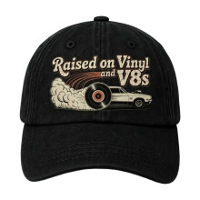 Adjustable Wash Cotton Baseball Cap Motorcycle Style Print Unisex Outdoor Caps Black