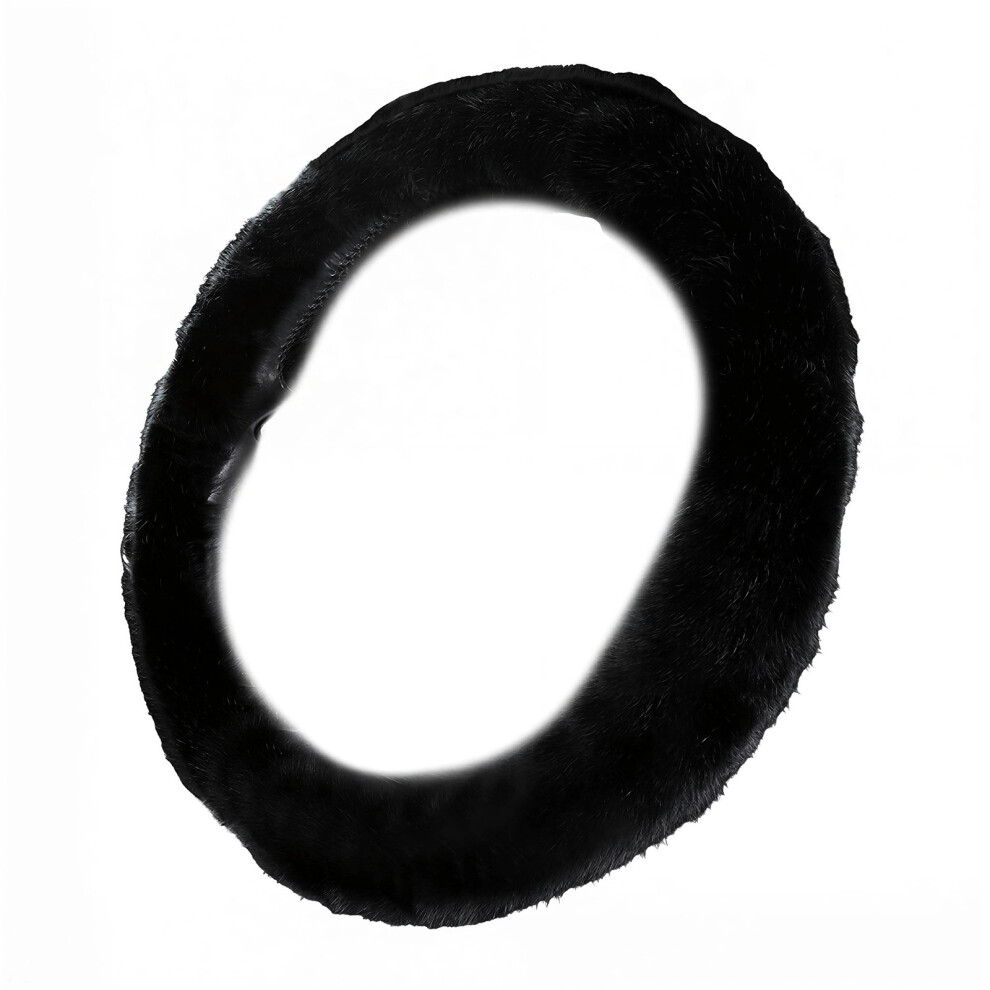 Universal Plush Steering Wheel Cover Warm Antislip For Winter Driving O Shape Black 7754004725386