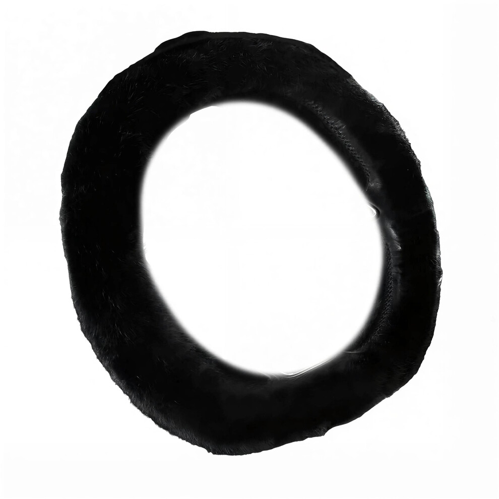 Universal Plush Steering Wheel Cover Warm Antislip For Winter Driving D Shape Black 7754004725478