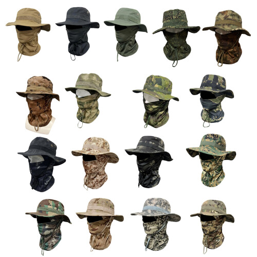 Adjustable Breathable Cotton Polyester Boonie Cap Sunhat For Outdoor Activity Black 1
