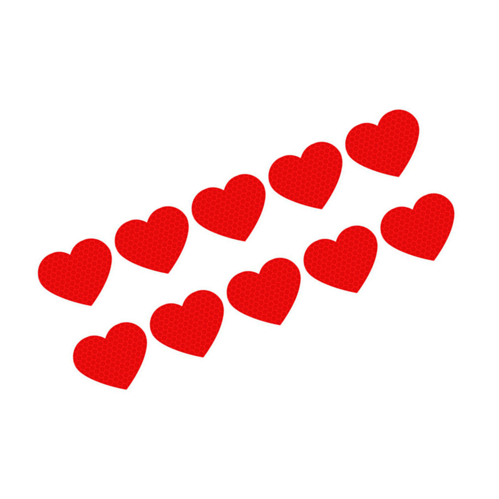 Colorful Reflective Heart Decals For Vehicles 10Pcs Exterior Motorcycle Decorati Red 7754004741072